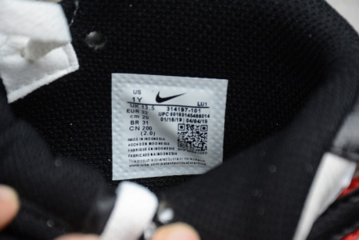 KIDS NIKE AIR FORCE 1 MID 07 WHITE BLACK RED 314197-101