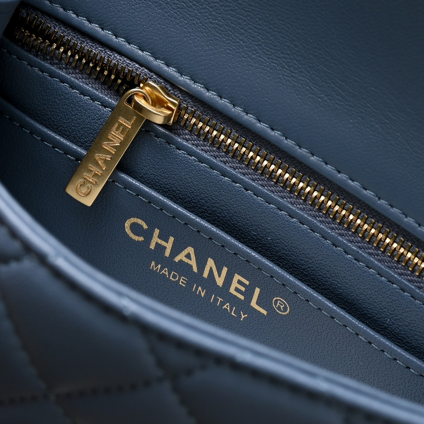 Ch**el Mini Flap Bag Misty Blue AS1786 13.5x17x8cm