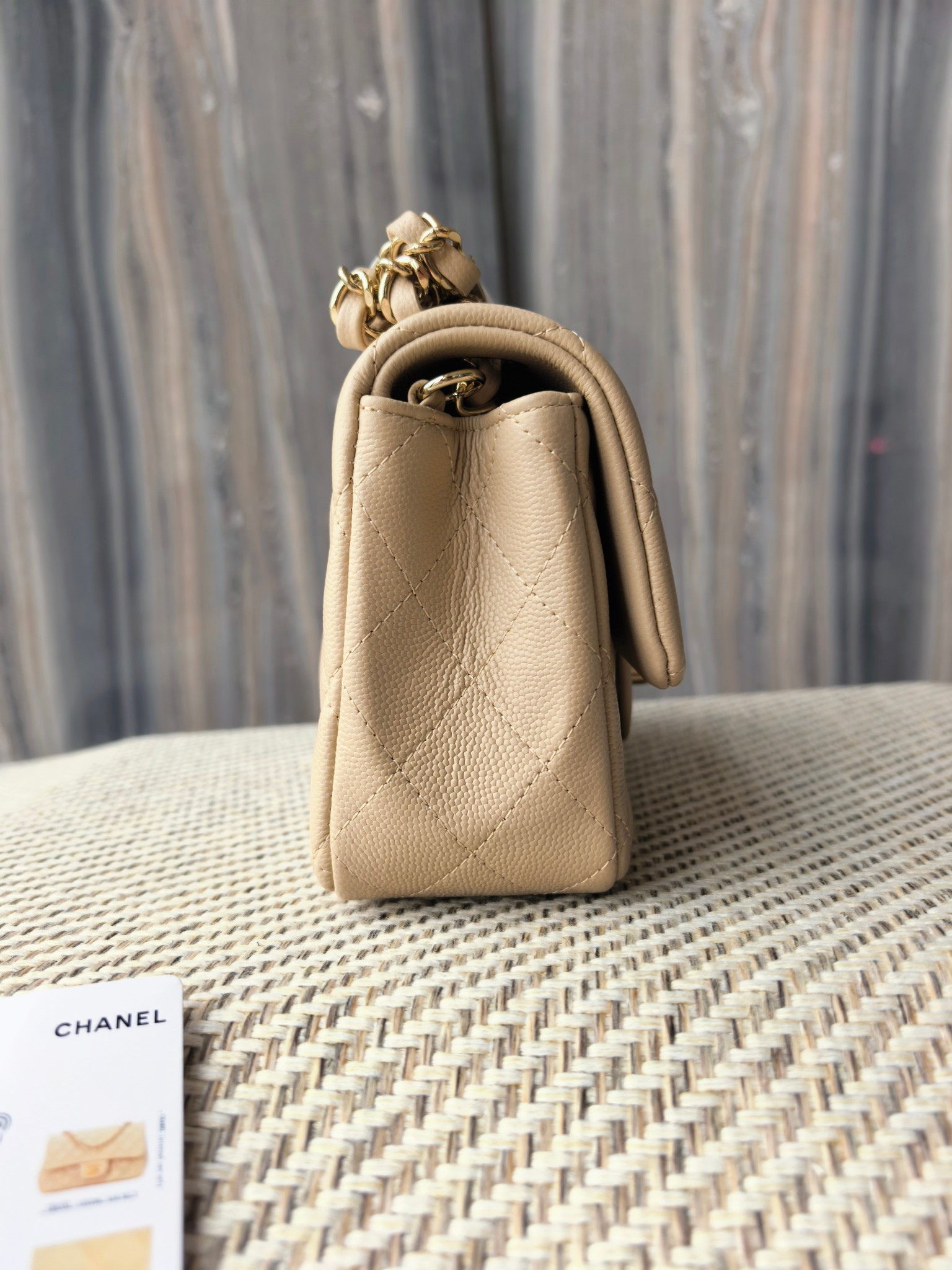 Ch**el Mini Flap Bag A69900 Milky Tea Color Light Gold Hardware 20x12x6cm