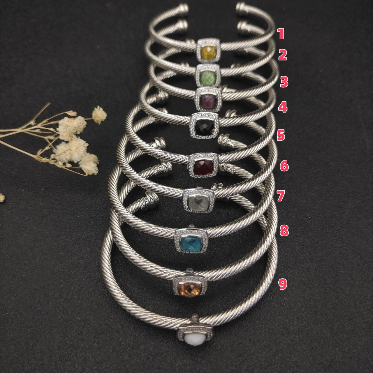 dau1d Yvrm*n 4mm square d1am0nd bracelet (wrist circumference 15-20cm)