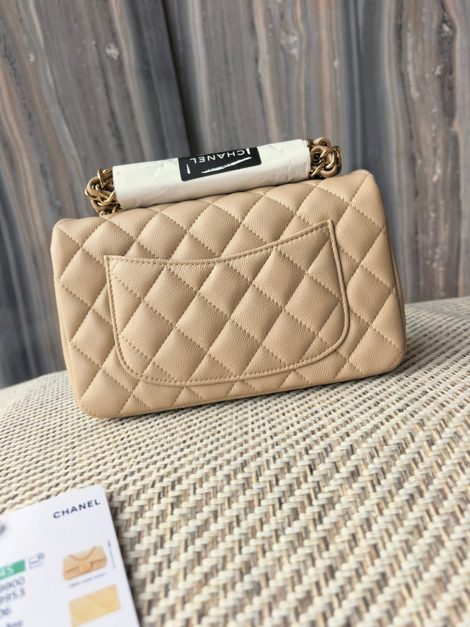 Ch**el Mini Flap Bag A69900 Milky Tea Color Light Gold Hardware 20x12x6cm
