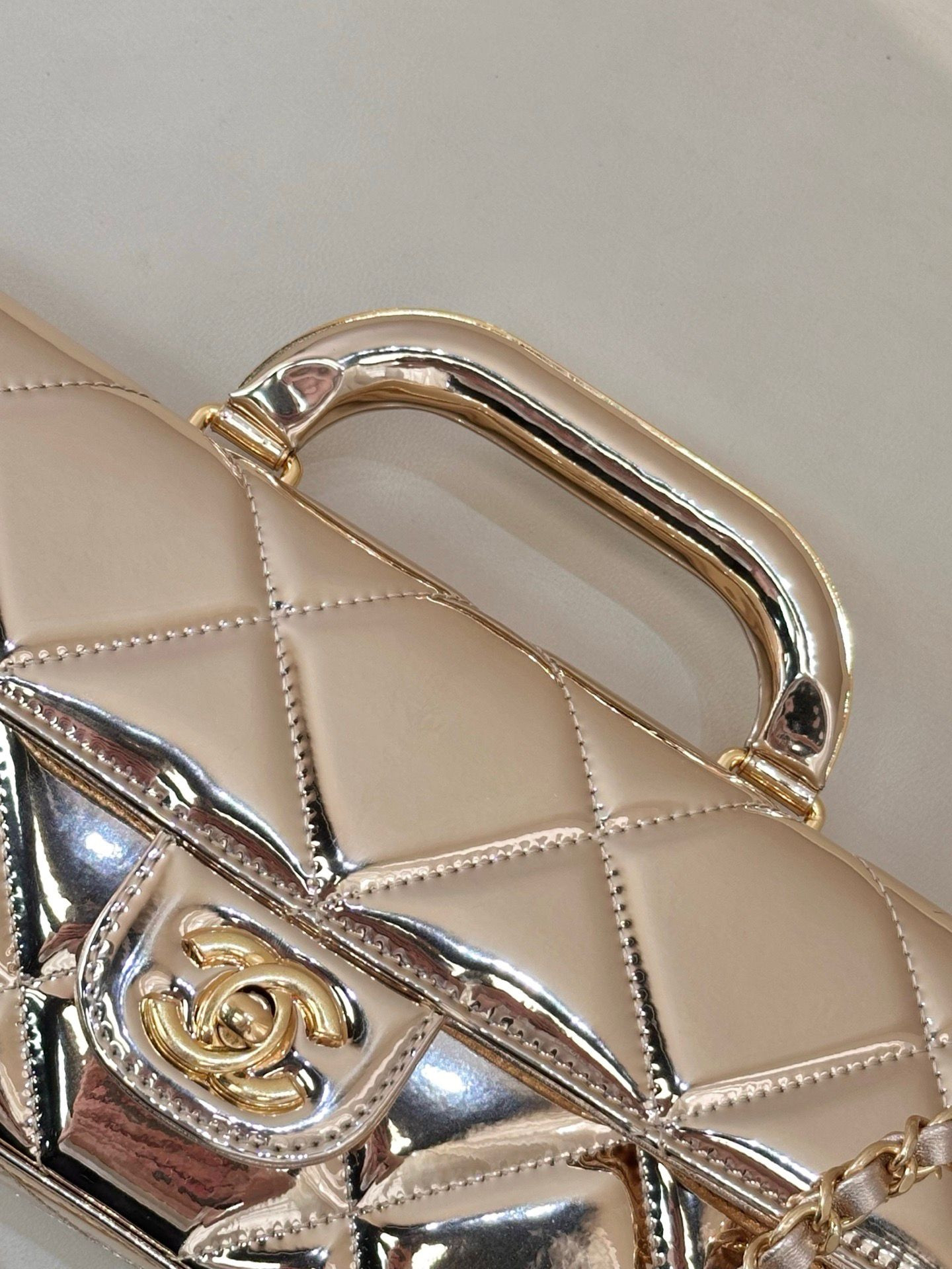 Ch**el Large Flap Bag with Top Handle 12.5x30x5cm