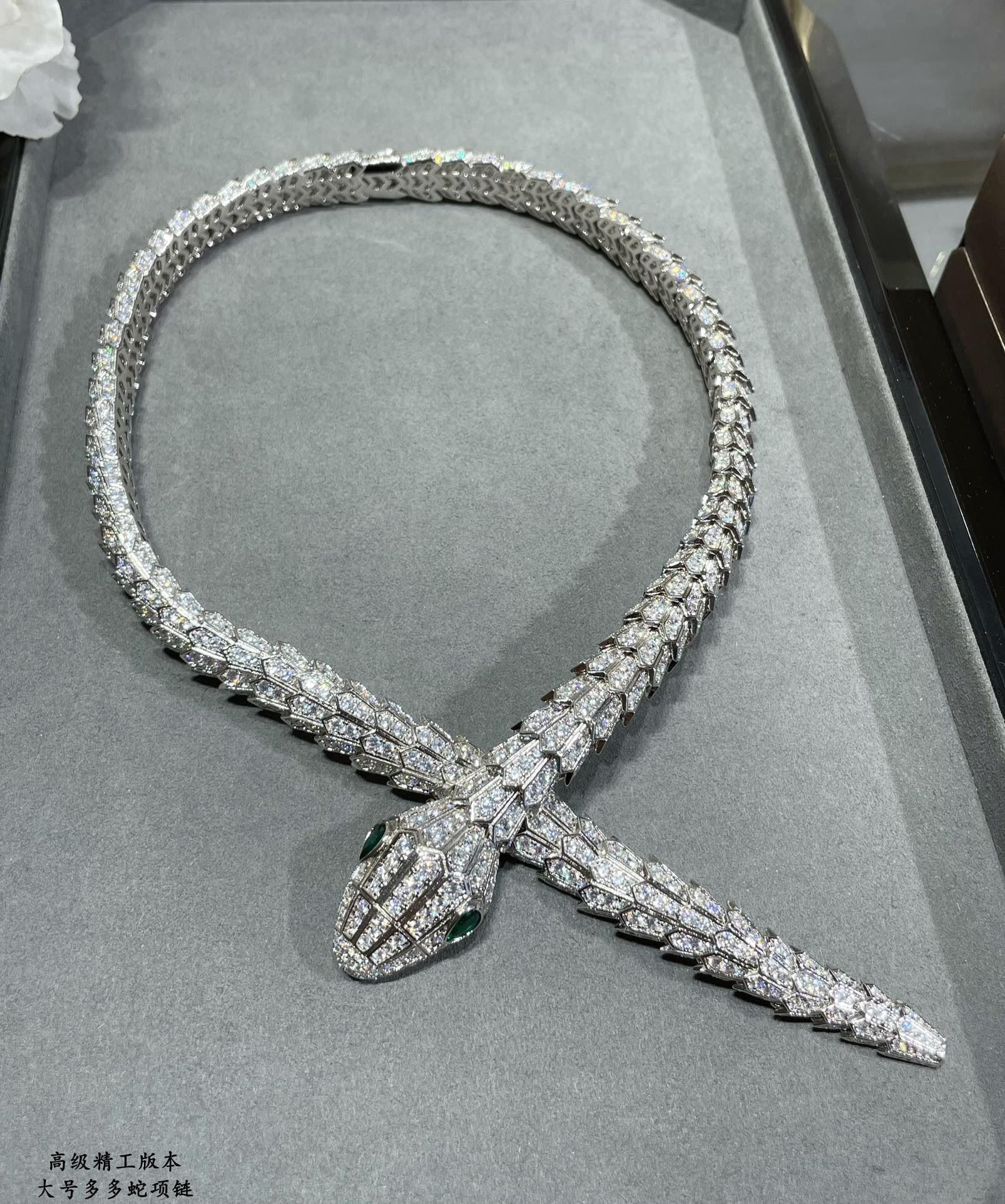 Bv1g*ai Large full D1am0nd snake Necklace