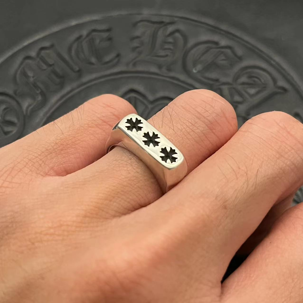 Ch*0me He**ts Cross Ring