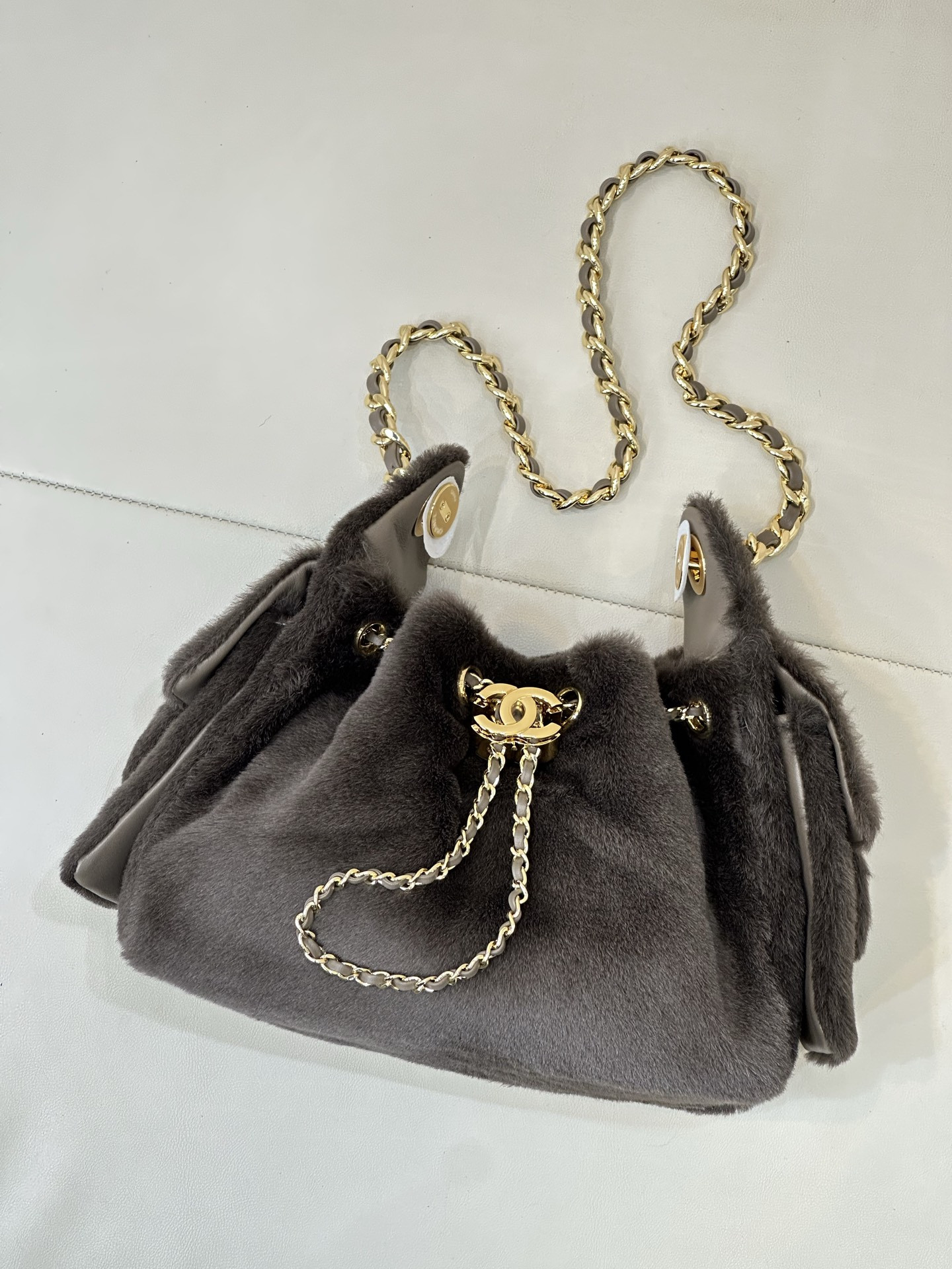 Ch**el 25C Bucket Bag Brown 20x22x12.5cm