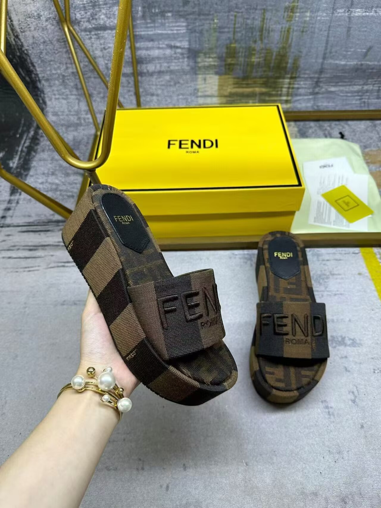 UA F**di Flatform Platform Slide Sandal
