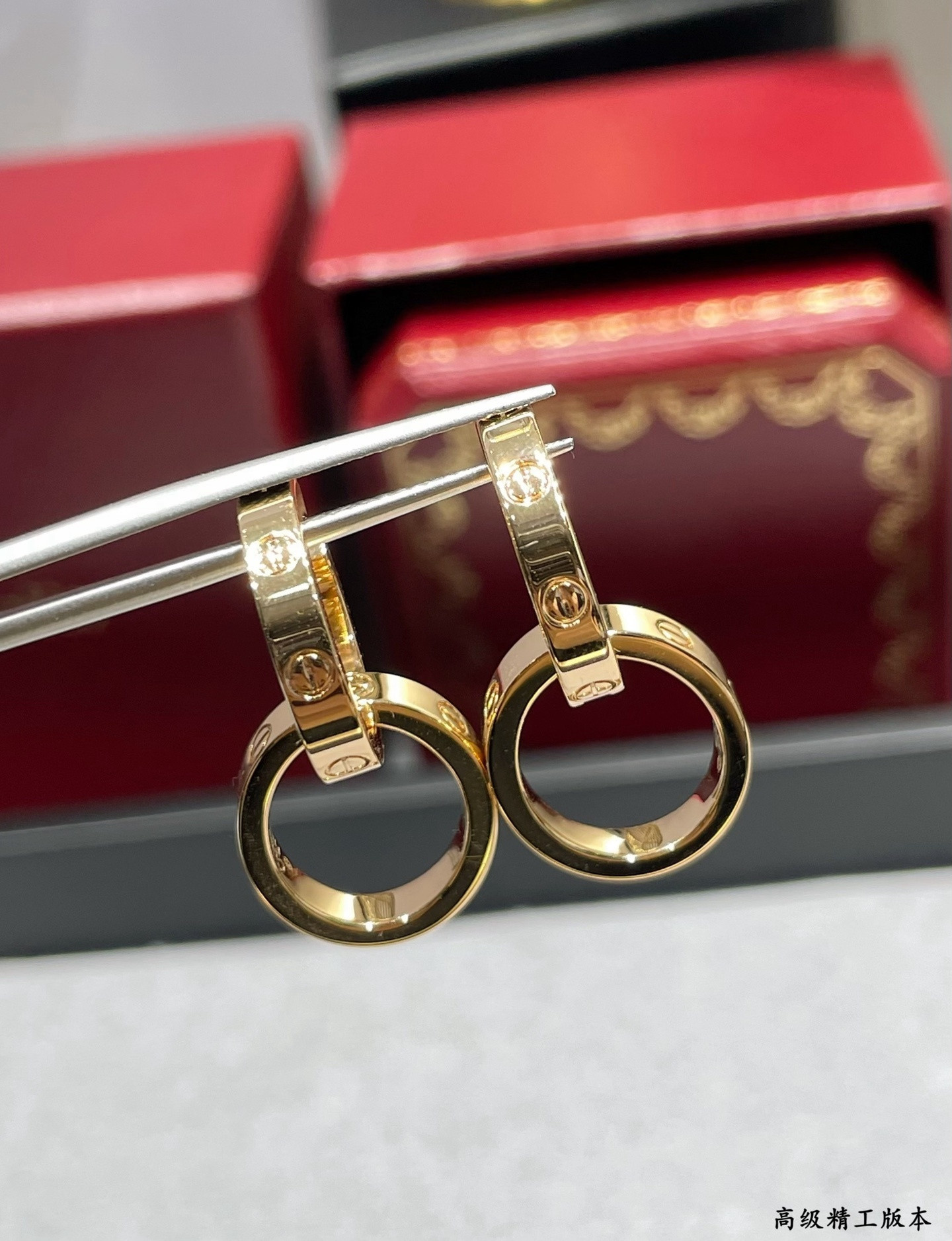 Ca*t1er Double Ring Polished Earrings