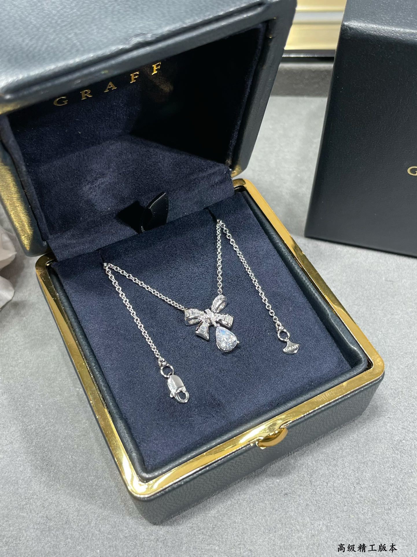 Graff Bow D1am0nd Pendant Necklace Ag925
