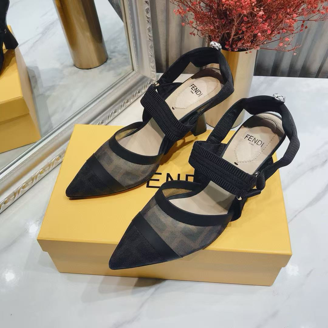 UA F**di Colibri Mesh Slingback Black Pumps