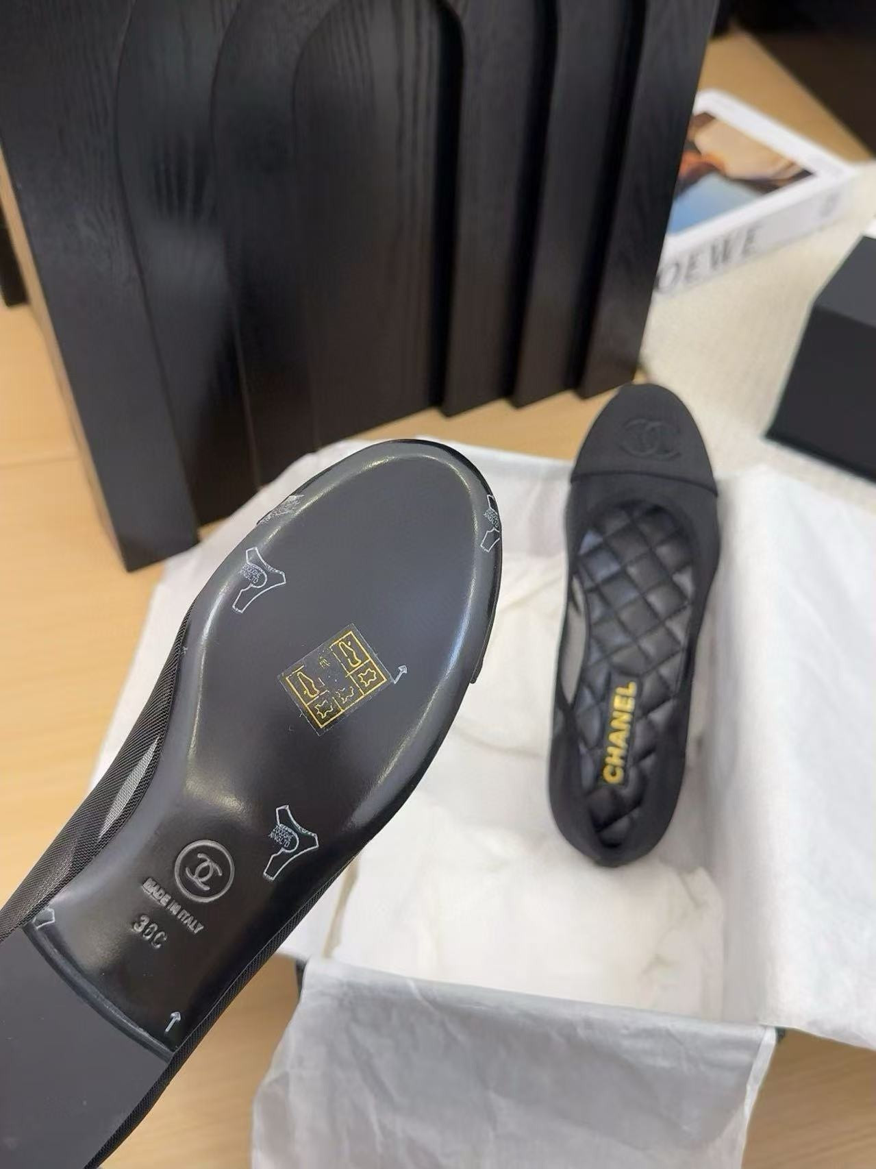UA Ch**el 25P Black Mesh Ballet Ballerina Flats