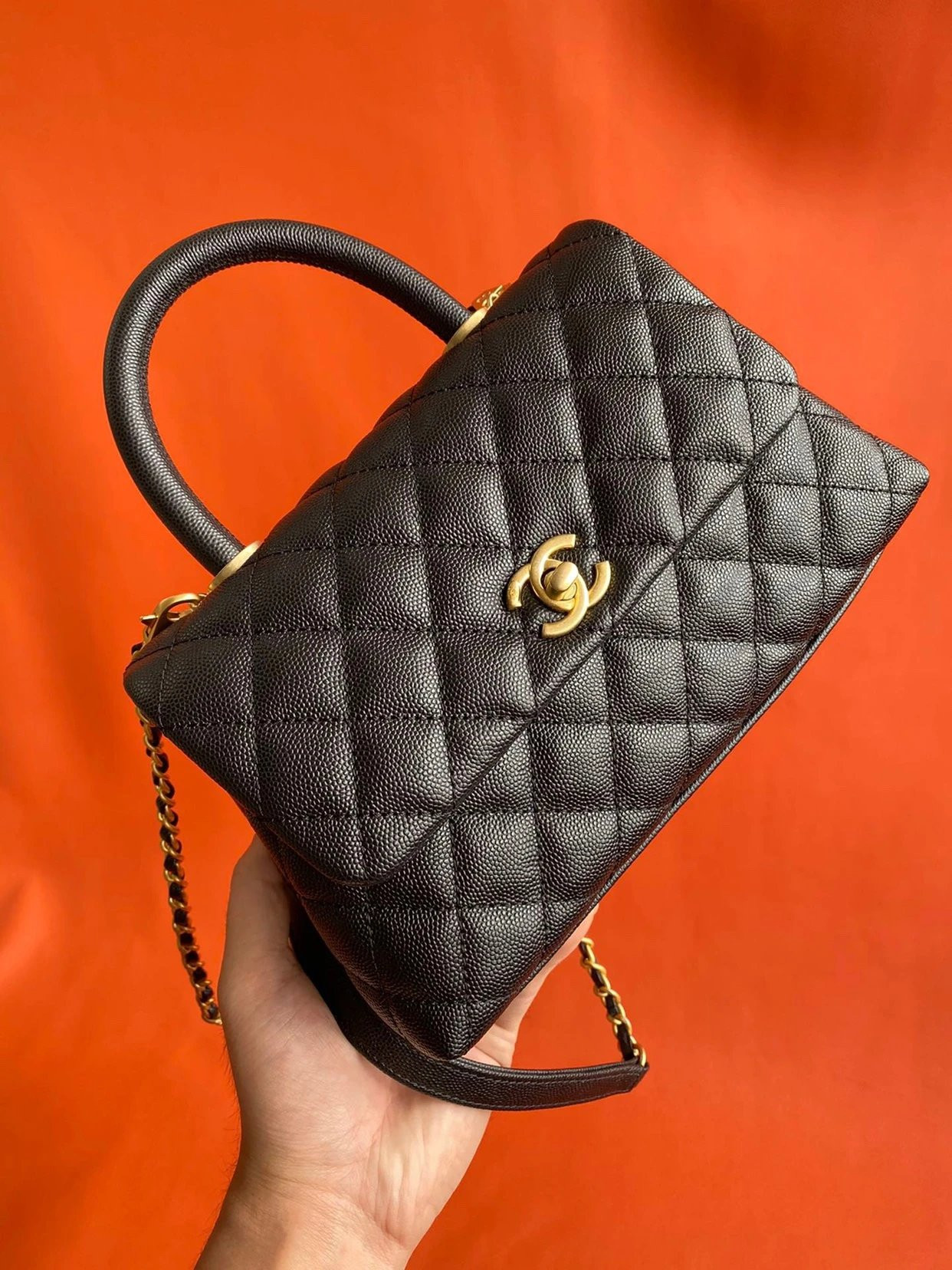 Ch**el FLAP BAG WITH TOP HANDLE