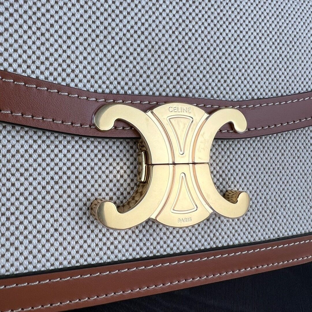 Ce1i*e TEEN TRIOMPHE BAG IN TEXTILE AND CALFSKIN 18.5x13.5x7cm