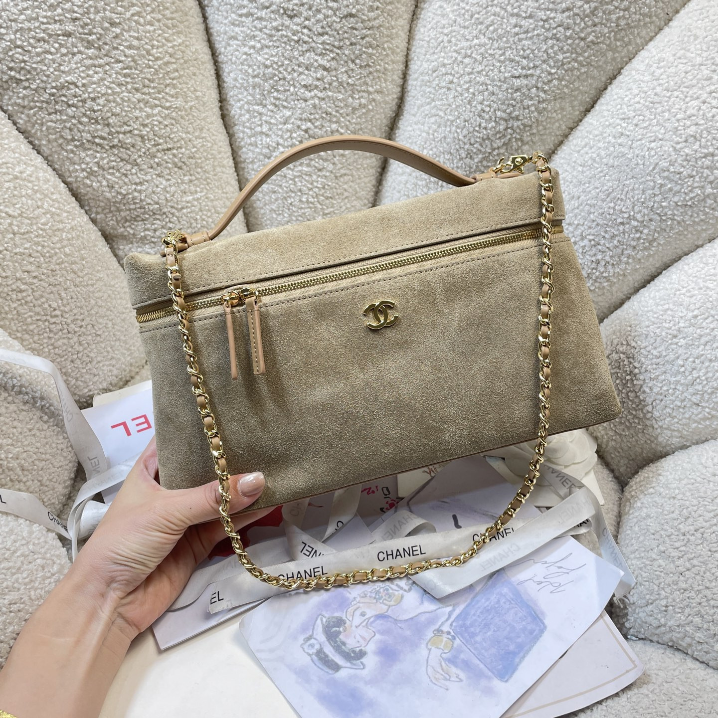 Ch**el Classic Vanity with chain Handbag AS6473 17x29x5.5cm