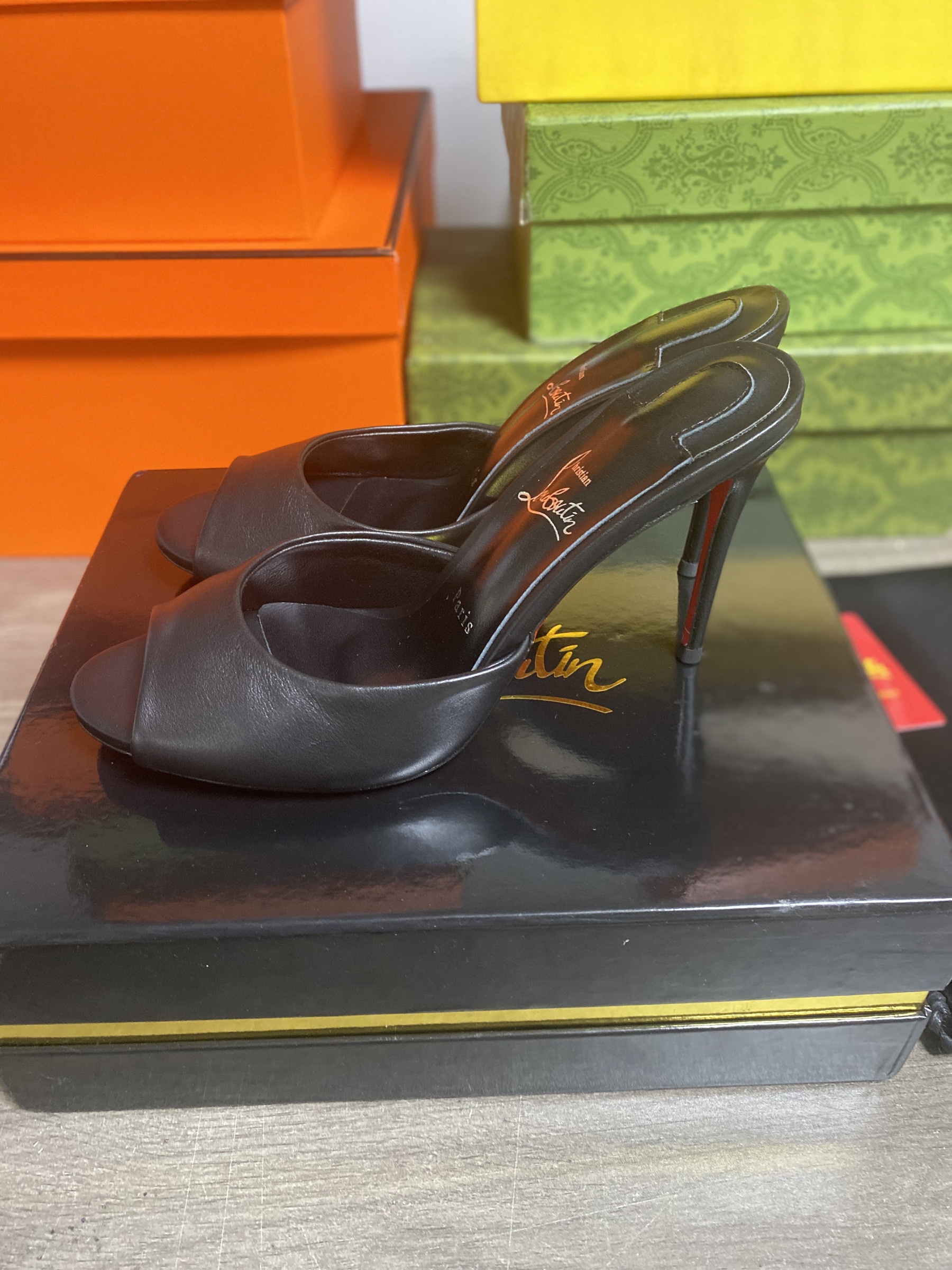 UA Chr1st1an Louboutin Me Dolly Calfskin Leather Mules