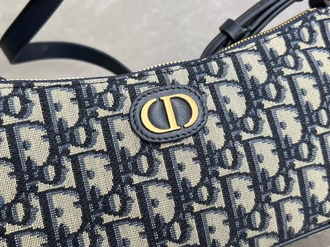 D10r 30 Montaigne Wanderlust Mini Bag Blue D10r Oblique Jacquard and Smooth Calfskin 26x12x7cm