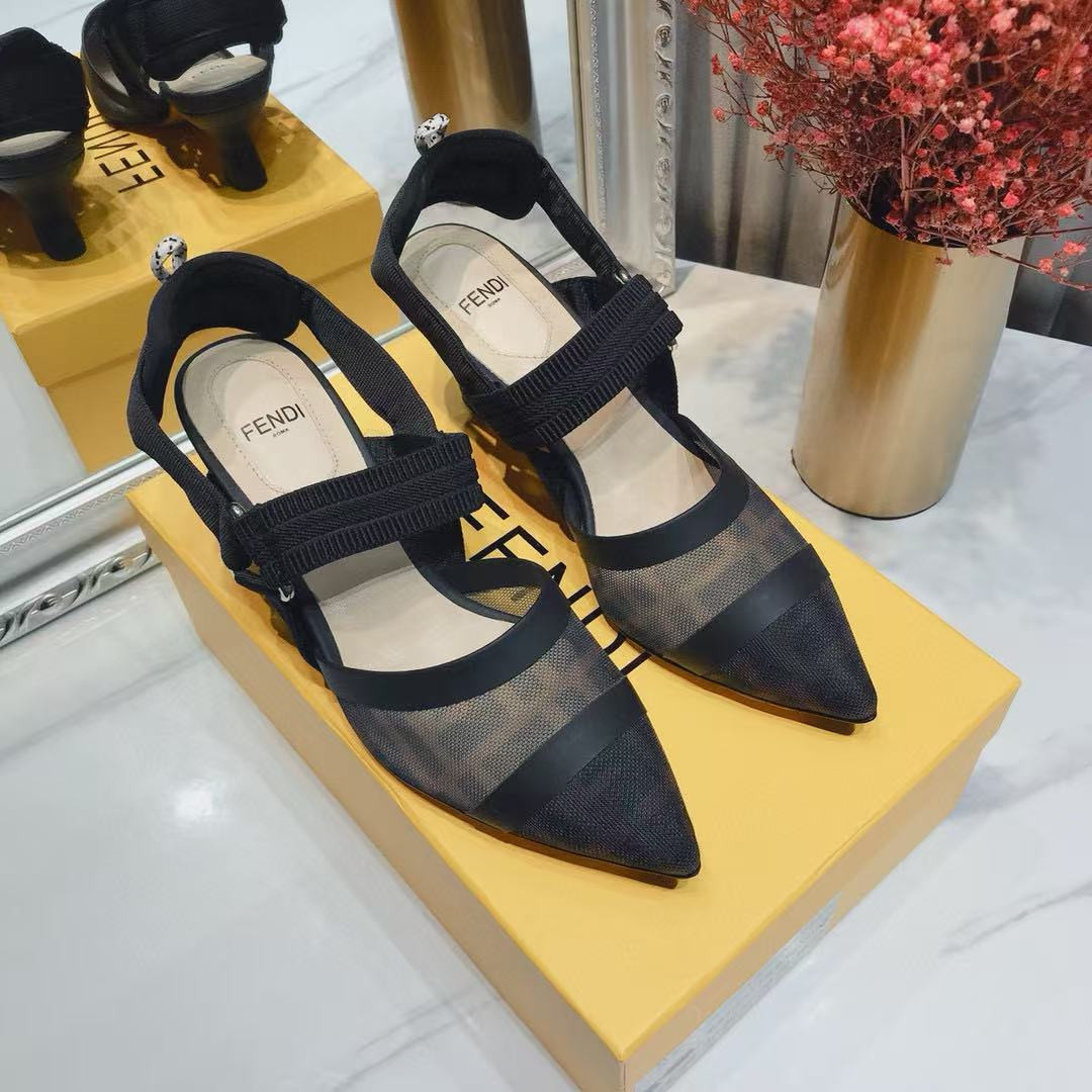 UA F**di Colibri Mesh Slingback Black Pumps