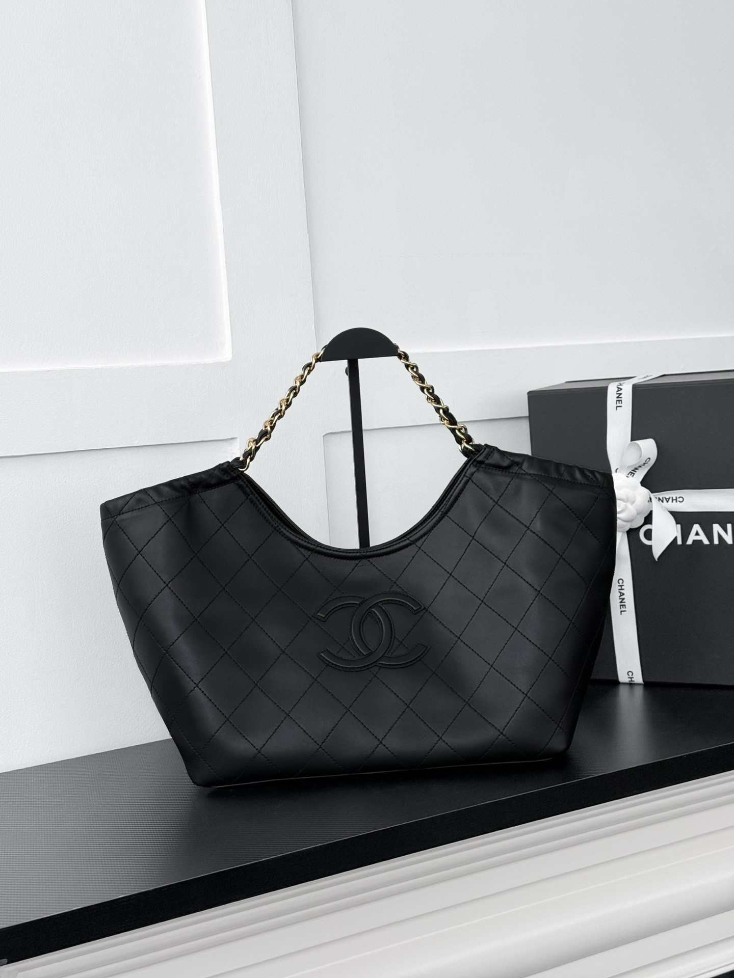 Ch**el Shopping Bag AS6475 BotT0m Length 32 cm, Center Height 22 cm, Side Height 28 cm, Opening Length 49 cm, BotT0m Width 14 cm