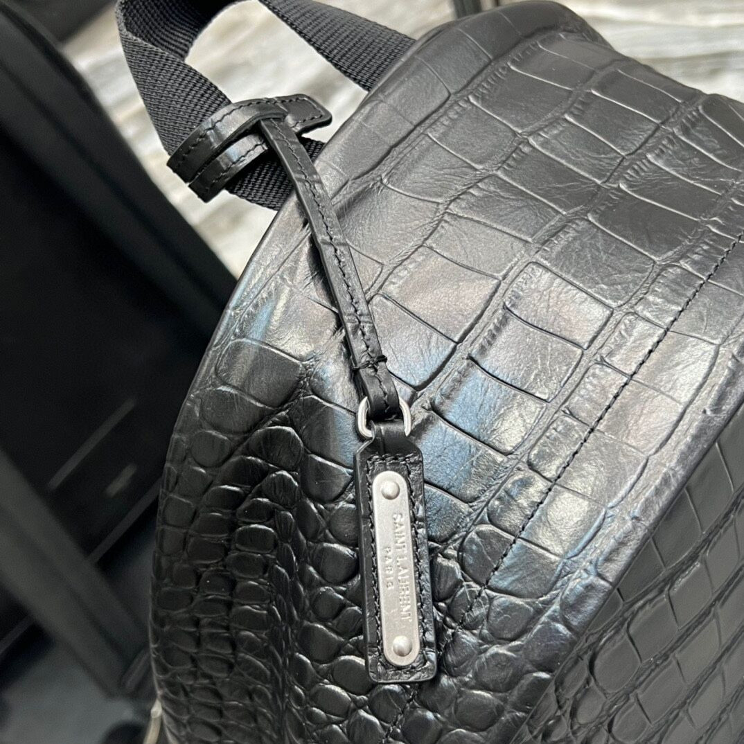 Y51 CITY BACKPACK IN CROCODILE-EMBOSSED LEATHER 12.2 X 16.1 X 8.6 inches