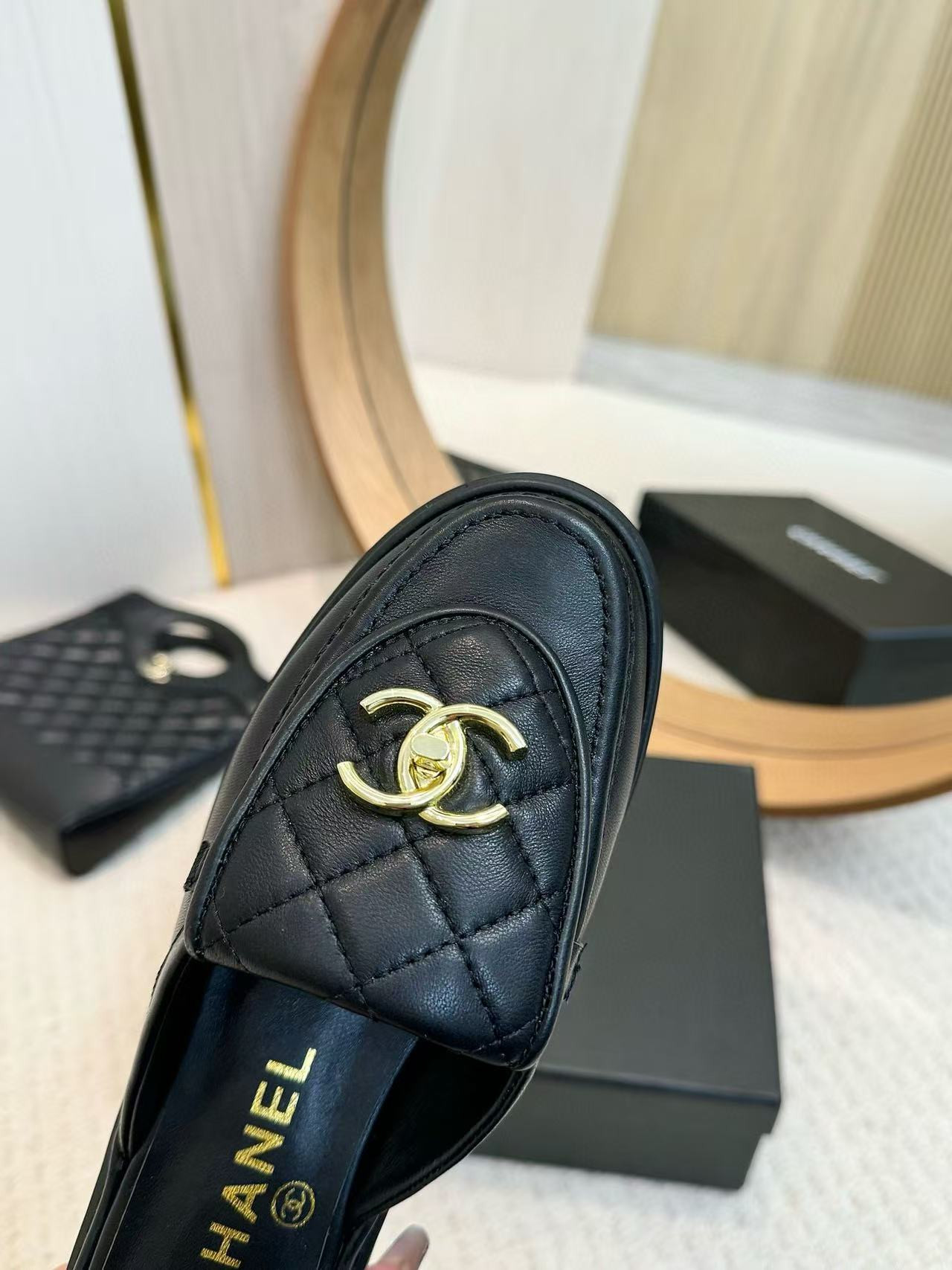UA Ch**el Slides Leather Flats