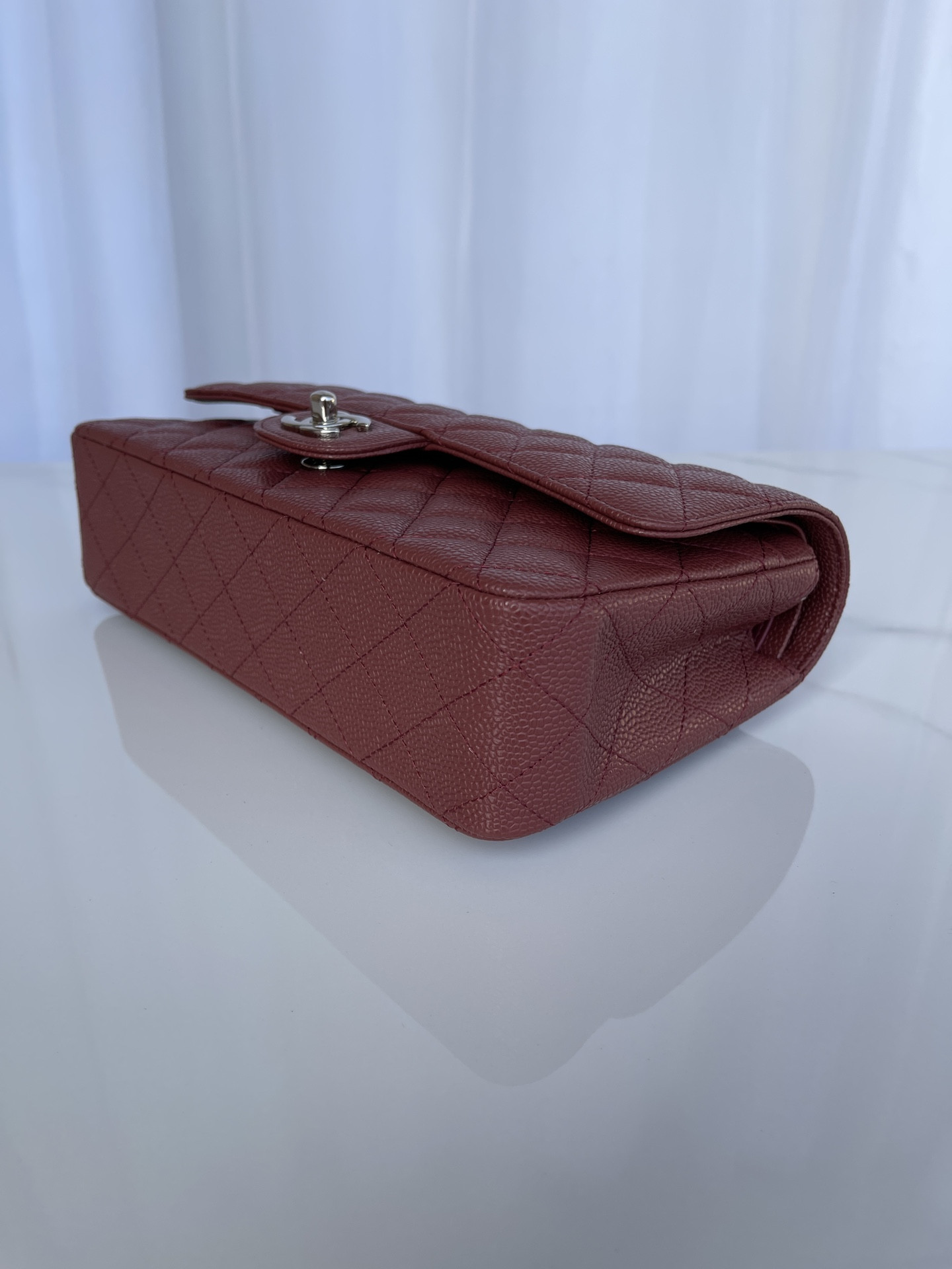 Ch**el CLASSIC HANDBAG Silver-Tone Metal 6 × 9.9 × 2.5 in