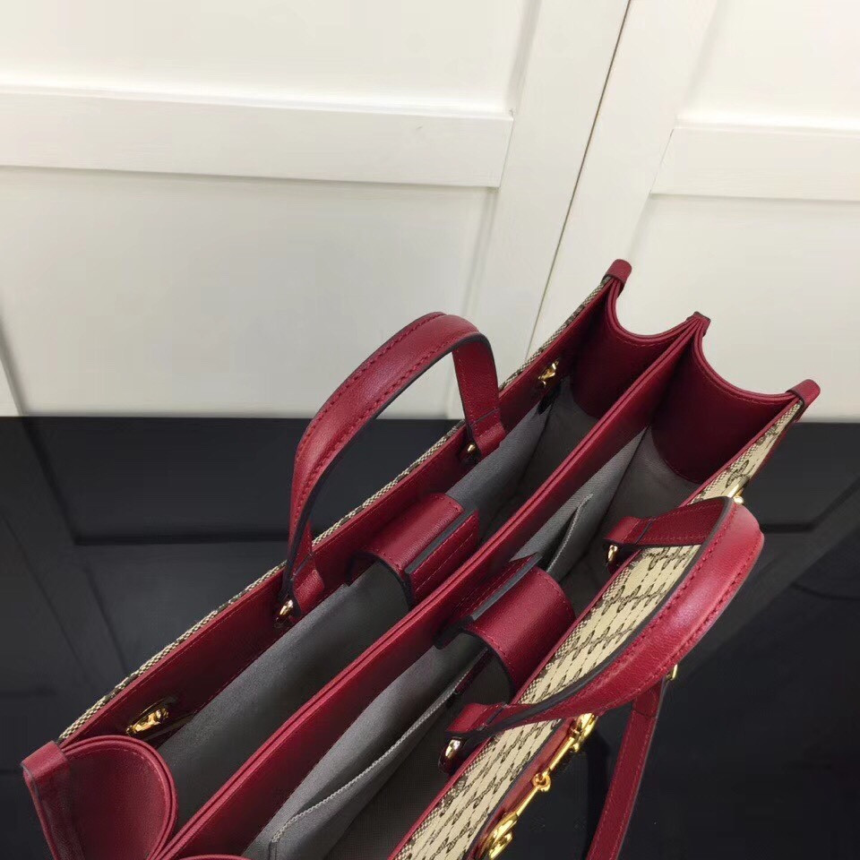 Gvc*1 GG Unisex Gvc*1 1955Horsebit Large Tote Bag-Red 35x27x12cm
