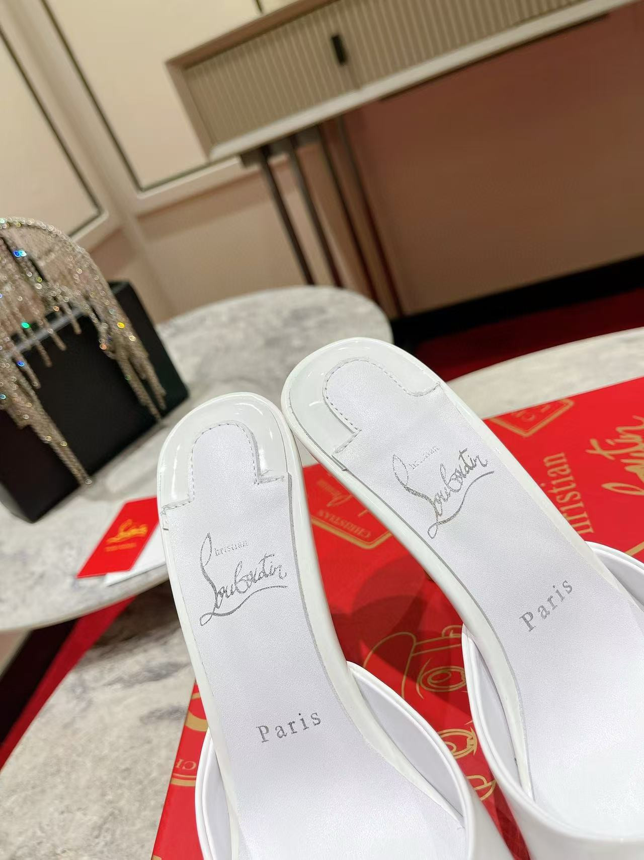 UA Chr1st1an Louboutin Bridal Me Dolly Patent Leather Mules