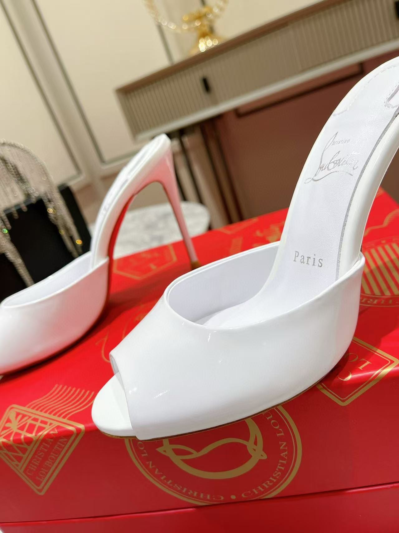 UA Chr1st1an Louboutin Bridal Me Dolly Patent Leather Mules