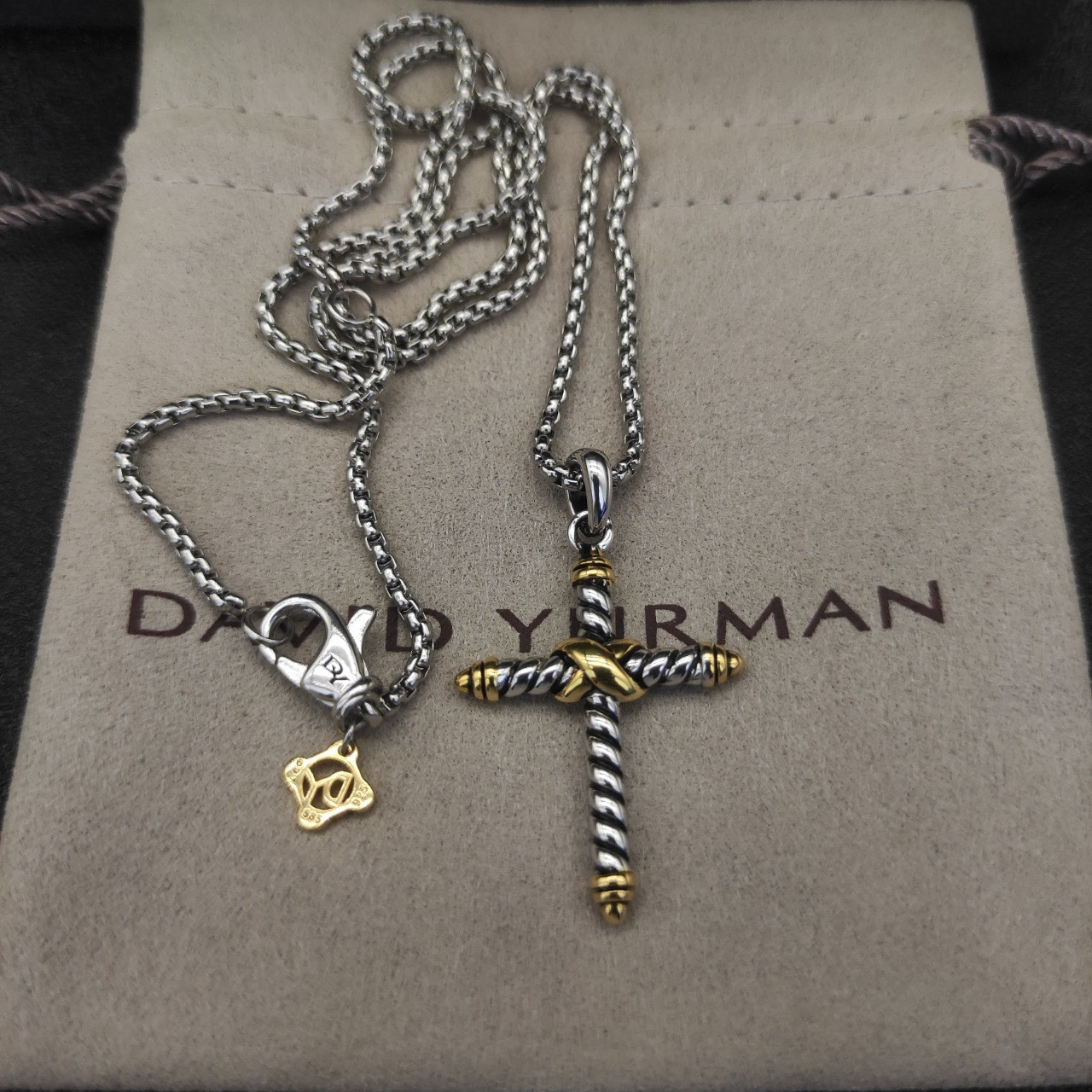 dau1d Yvrm*n cross necklace(chain length 45+5cm delay chain chain thickness 2mm)