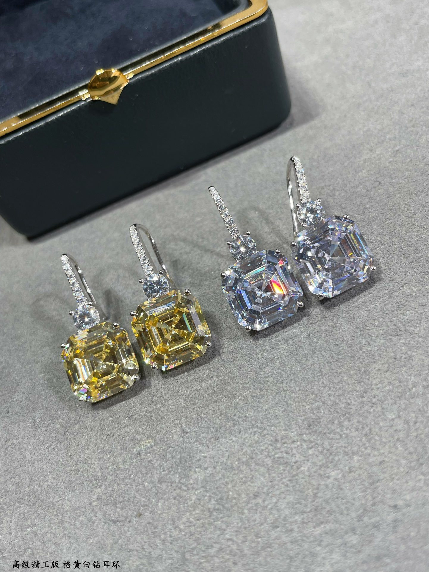 Graff Square D1am0nd Earrings Ag925