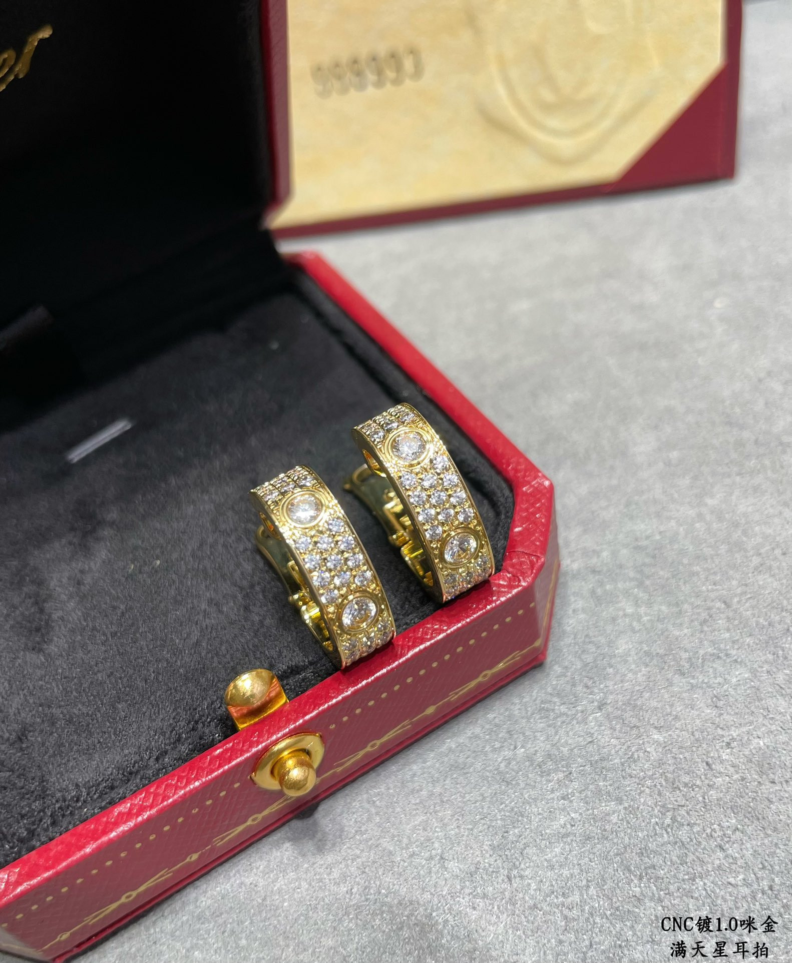 Ca*t1er Wide version full pave Earrings