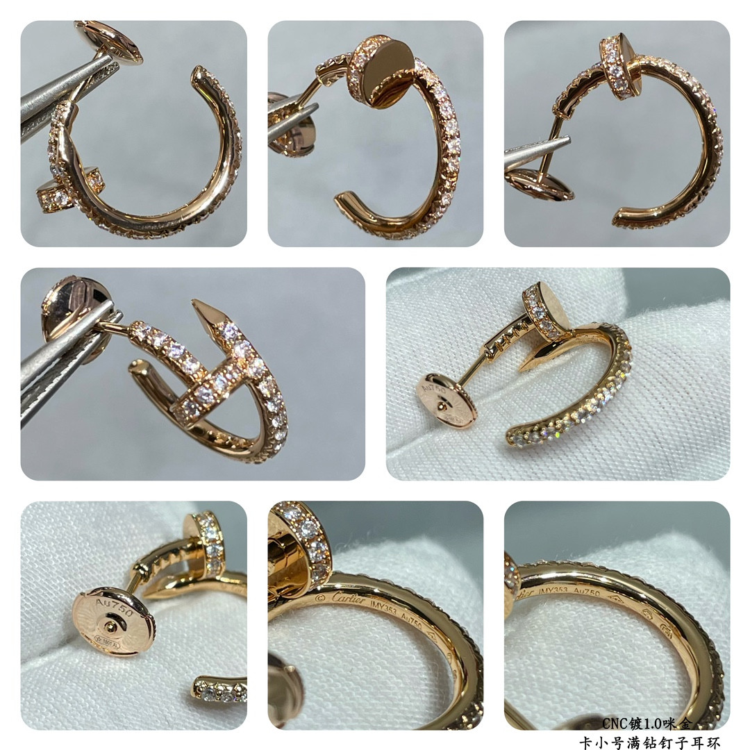 Ca*t1er Fully D1am0nd-encrusted small nail Earrings
