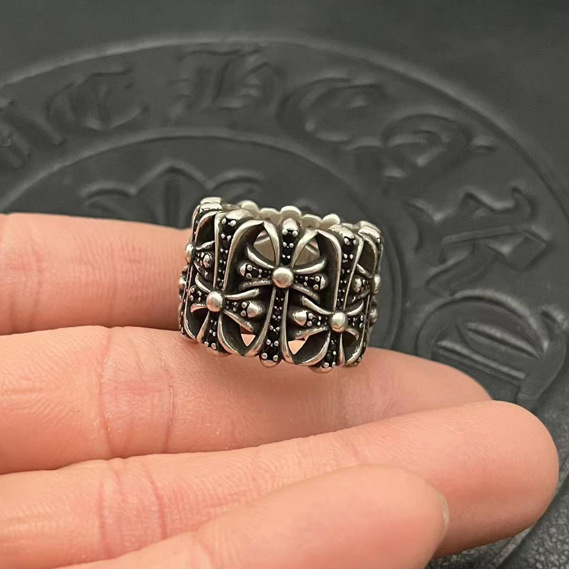 Ch*0me He**ts Cross Ring