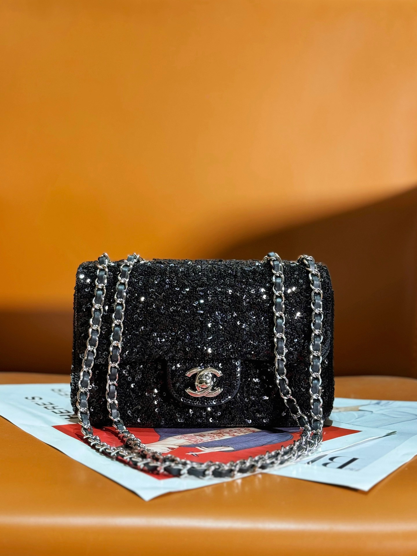 Ch**el Sequin Flap Bag 20CM