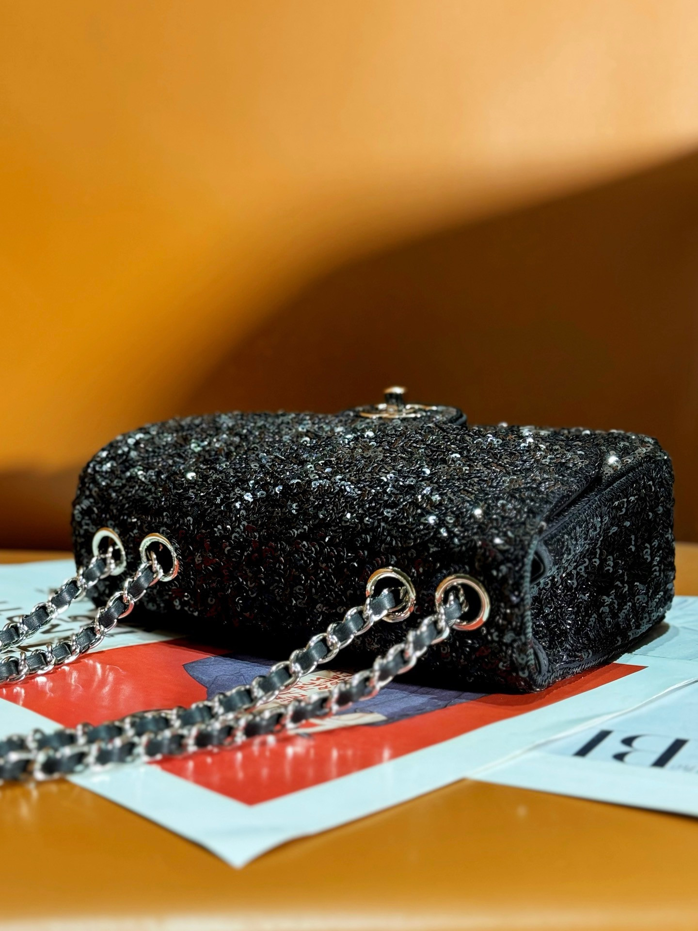 Ch**el Sequin Flap Bag 20CM