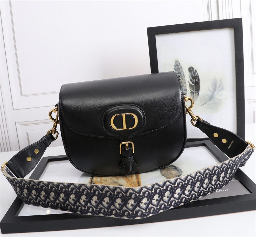 LARGE D10r BOBBY BAG Black Box Calfskin