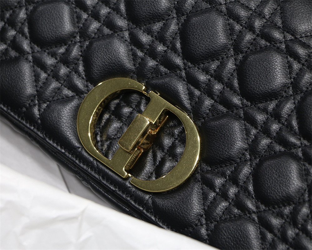 LARGE D10r CARO BAG Black S*pple Cannage Calfskin 29 x 18 x 10 cm