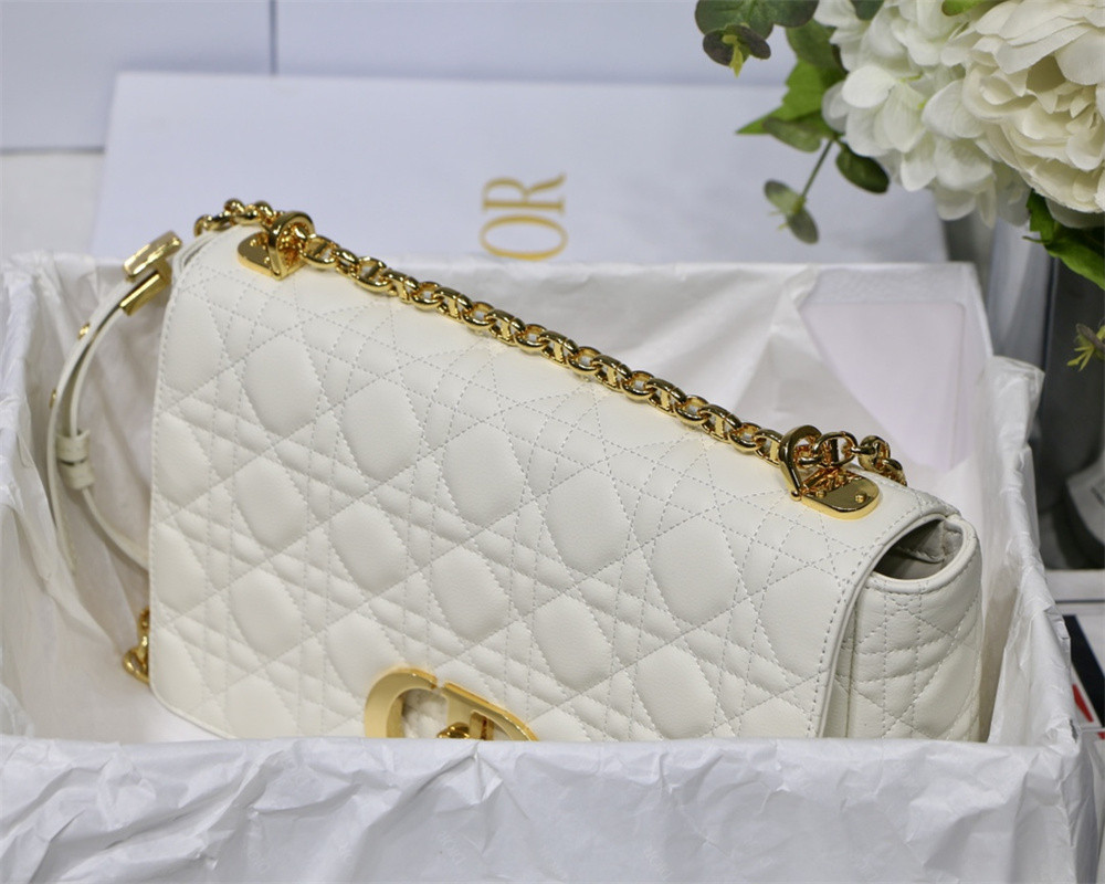 LARGE D10r CARO BAG Ivory S*pple Cannage Calfskin 29 x 18 x 10 cm