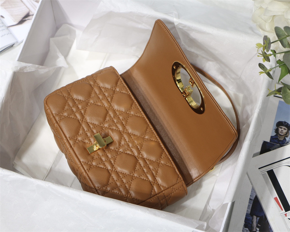 SMALL D10r CARO BAG Caramel S*pple Cannage Calfskin 20 x 12 x 7 cm