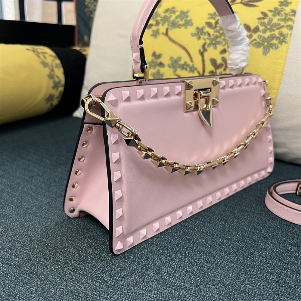 Va1e*ntin0 GARAVANI ROCKSTUD23 smooth calfskin handbag Pink