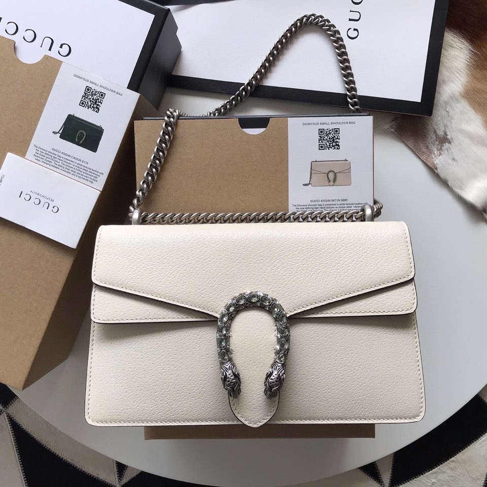 Gvc*1 DIONYSUS LEATHER SMALL RECTANGULAR BAG WHITE 28x17x9cm