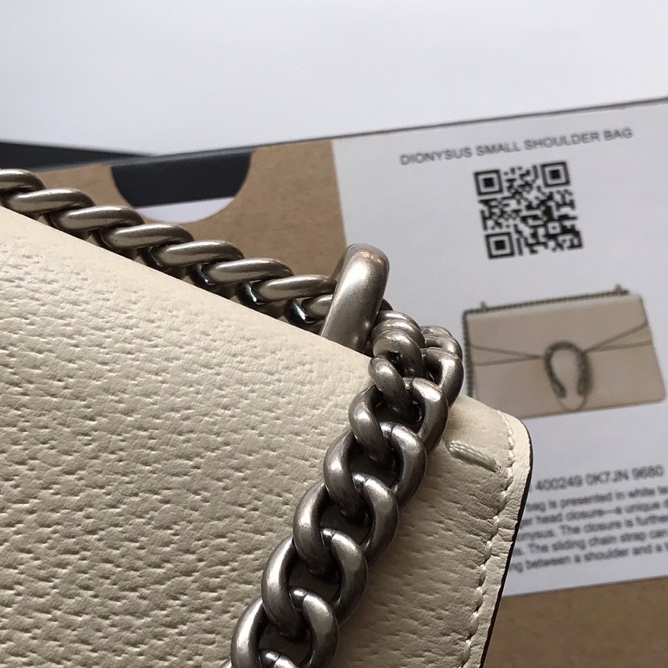 Gvc*1 DIONYSUS LEATHER SMALL RECTANGULAR BAG WHITE 28x17x9cm