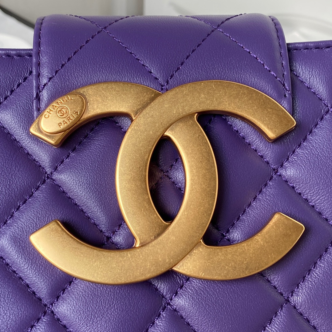 Ch**el BAGUETTE BAG PURPLE 17.5×20×5cm