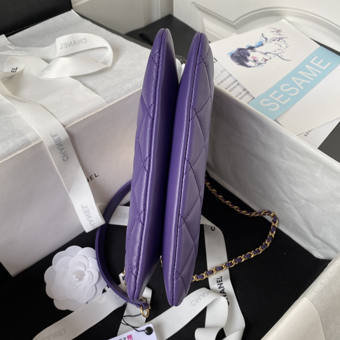 Ch**el BAGUETTE BAG PURPLE 17.5×20×5cm