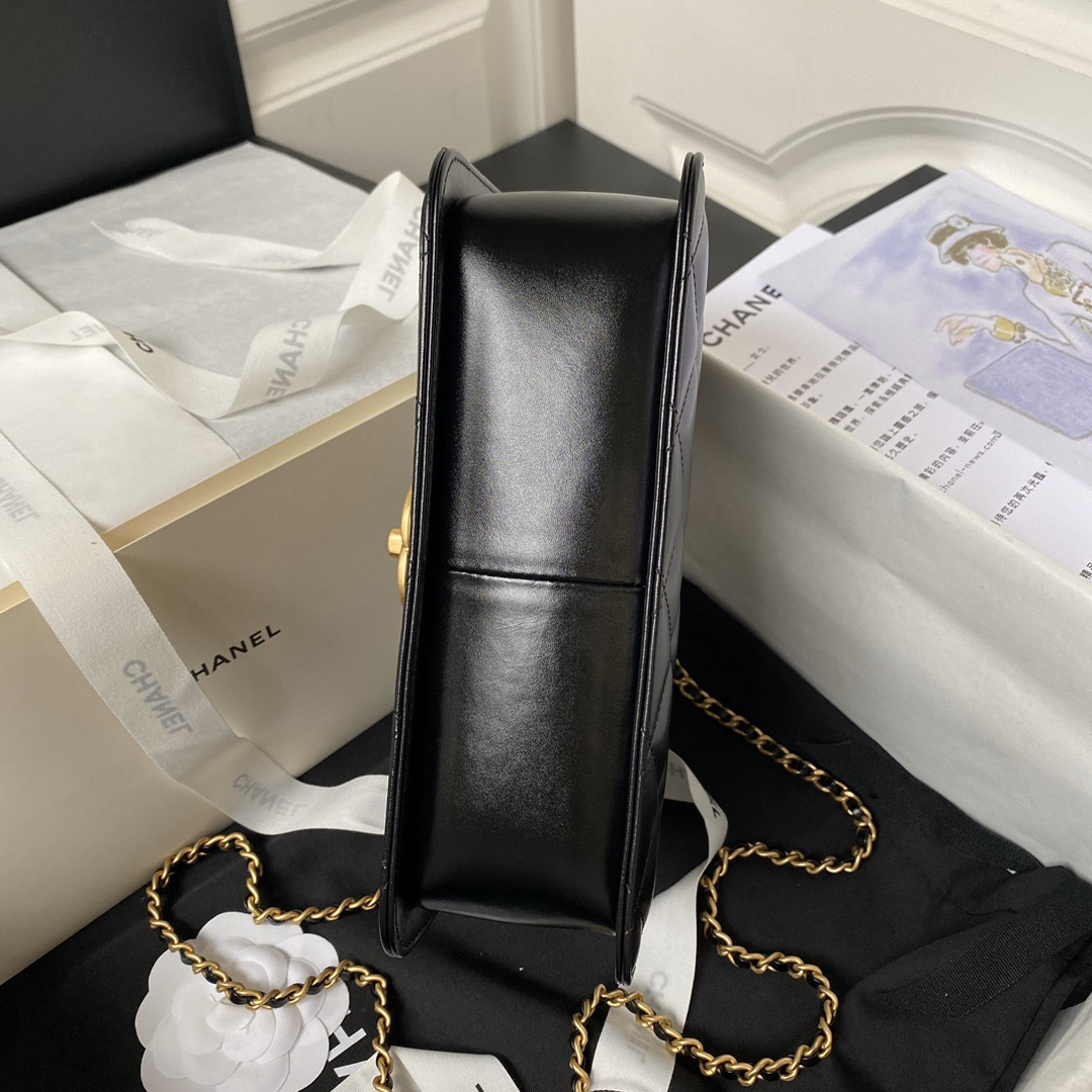 Ch**el FLAP BAG BLACK 22×14.5×8cm