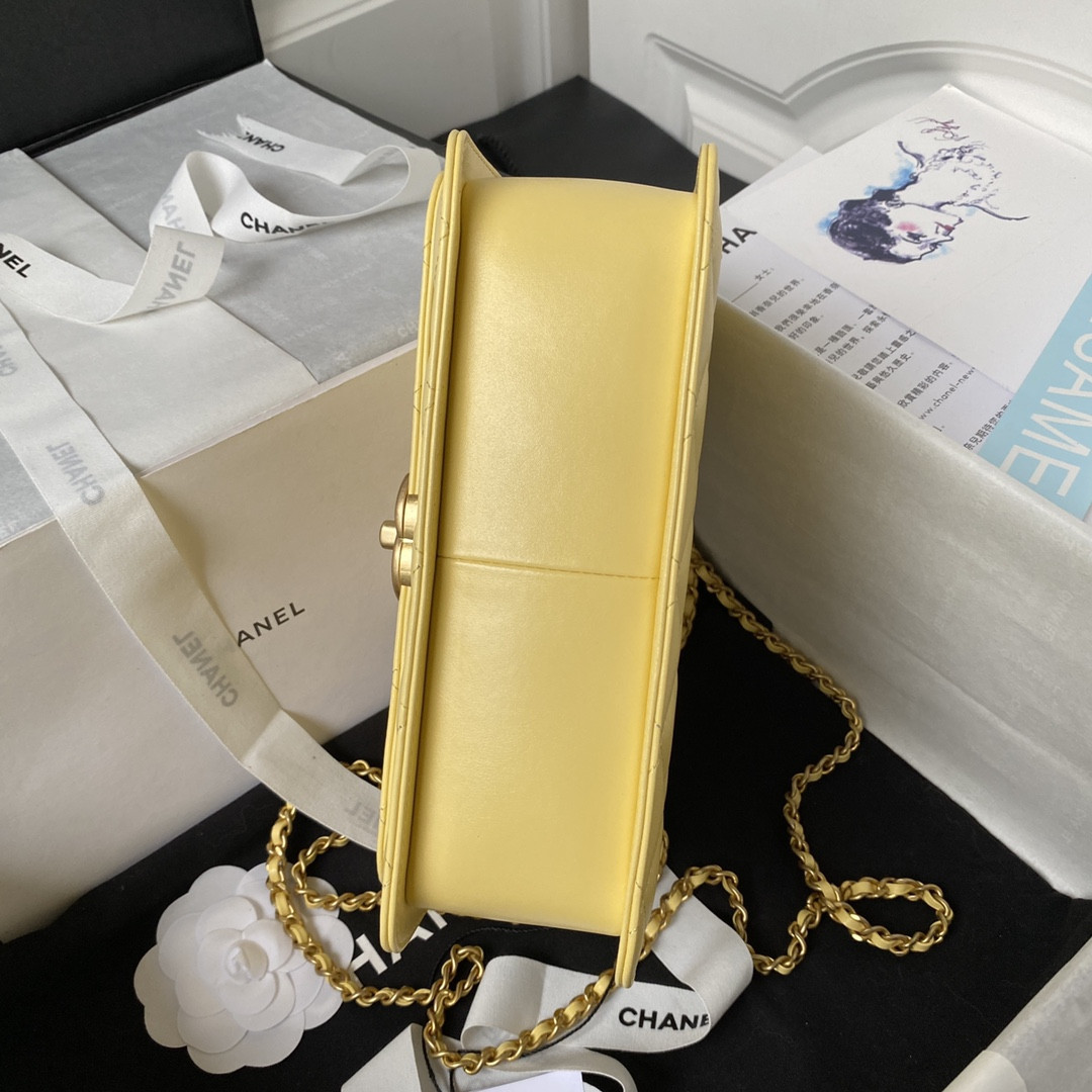 Ch**el FLAP BAG YELLOW 22×14.5×8cm