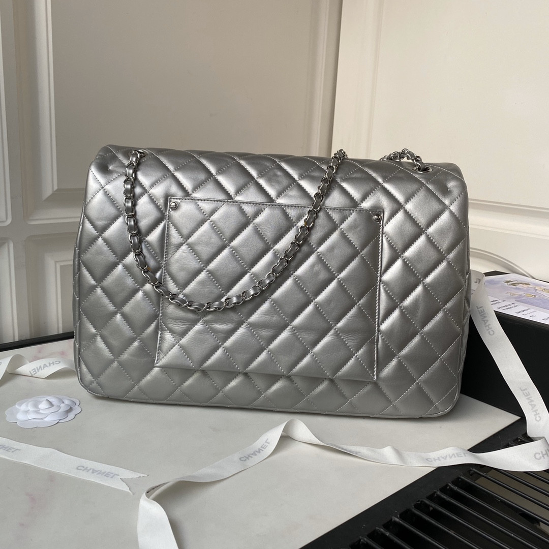 Ch**el CLASSIC FLAP SILVER 28x38x12cm
