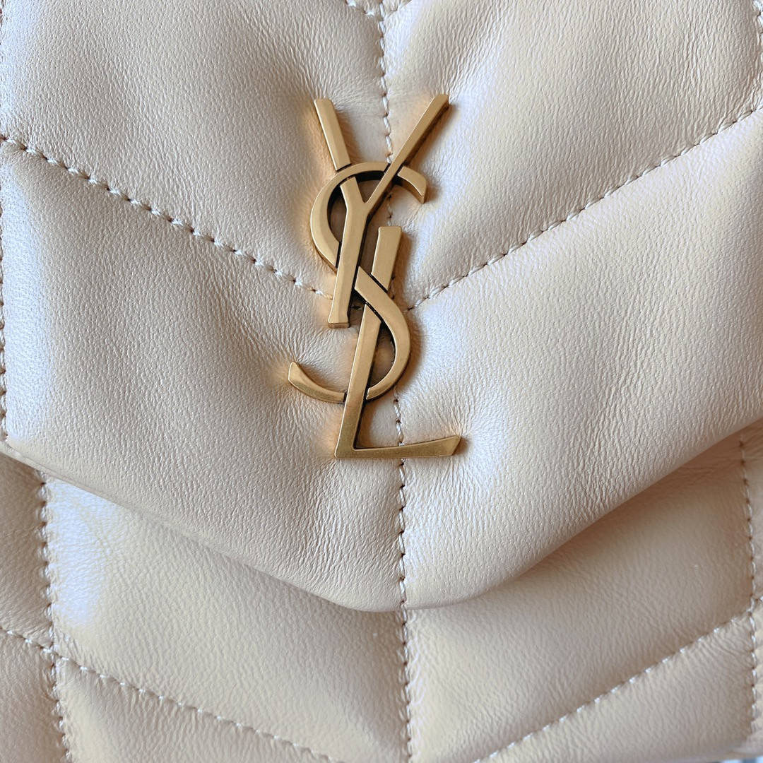 Y51 PUFFER IN LEATHER BEIGE 23 X 15.5 X 5.8 CM
