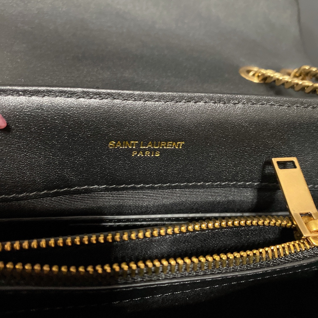 Y51 LOULOU SMALL IN QUILTED LEATHER BLACK GOLD 9 X 6.1 X 3.3 INCHES