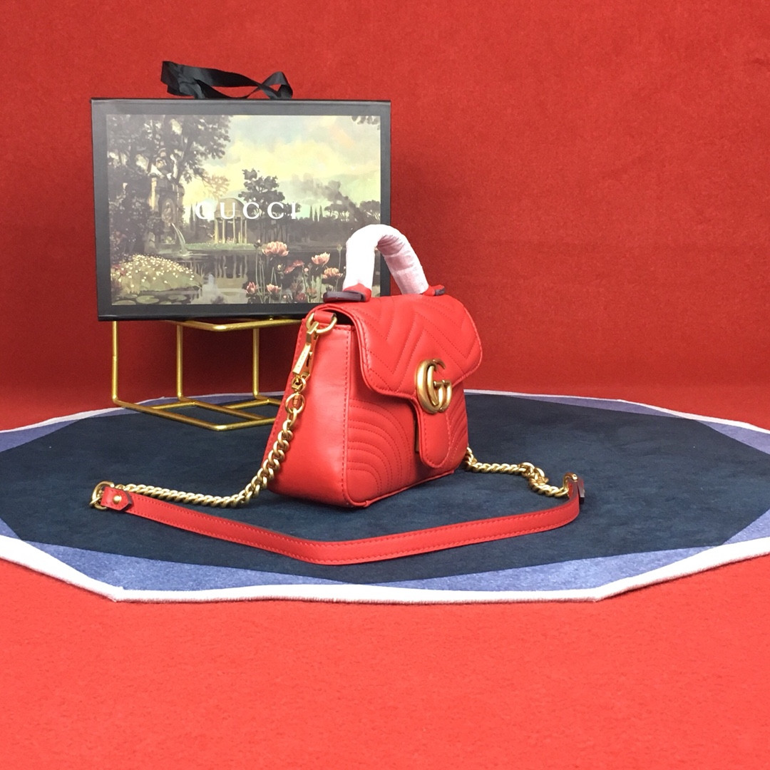 Gvc*1 GG MARMONT MATELASSÉ MINI BAG RED 8.5"W x 5"H x 2.5"D