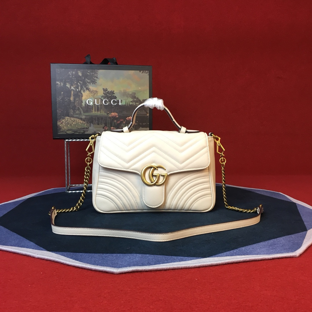 Gvc*1 GG MARMONT SMALL SHOULDER BAG WHITE 10"W x 6"H x 3"D